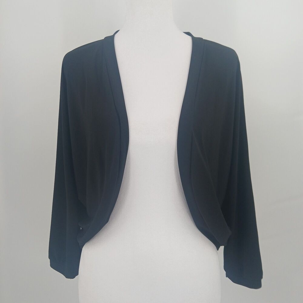 womans vintage ellen parker size medium black cocoon bolero open cardigan